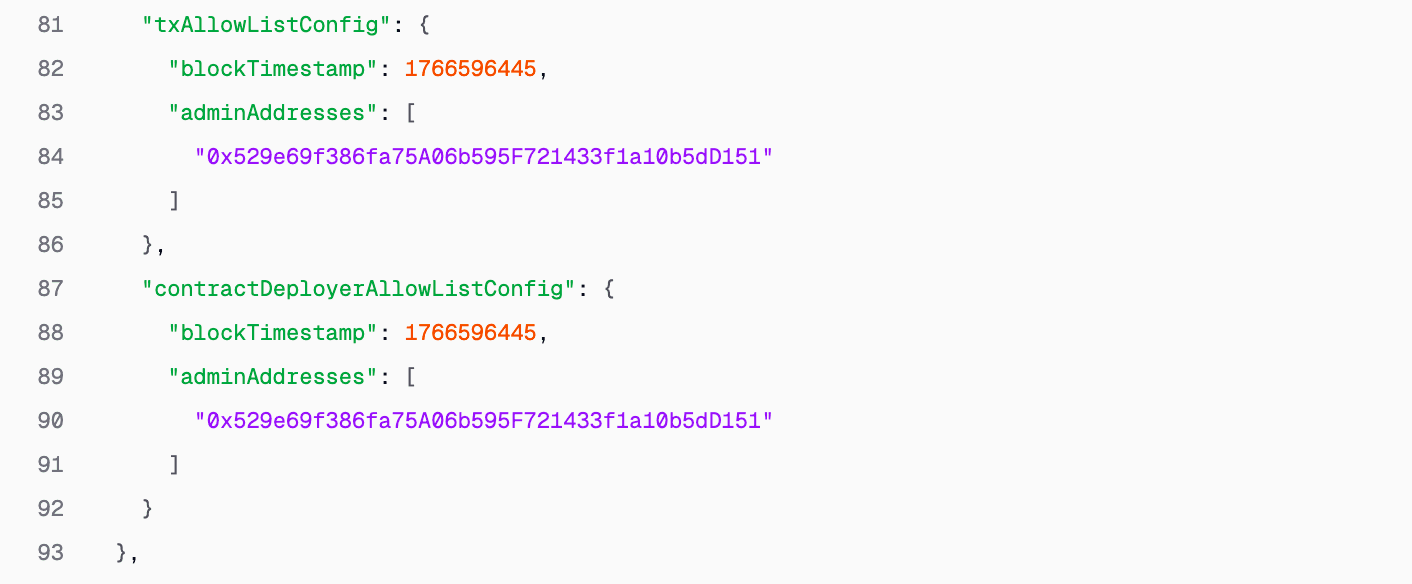 Access Restriction Genesis Configuration